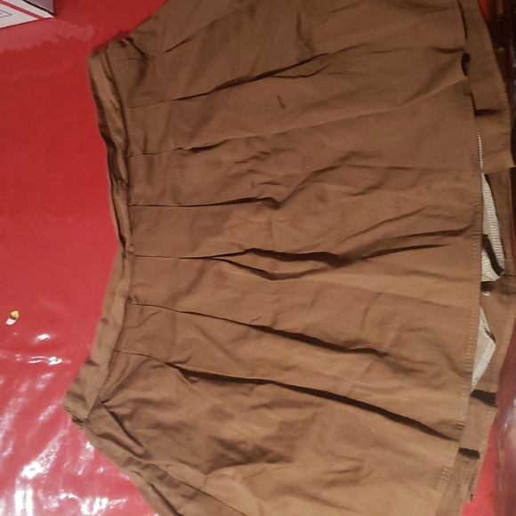 Brown pleated mini skirt with shorts built in - Picture 1 of 5